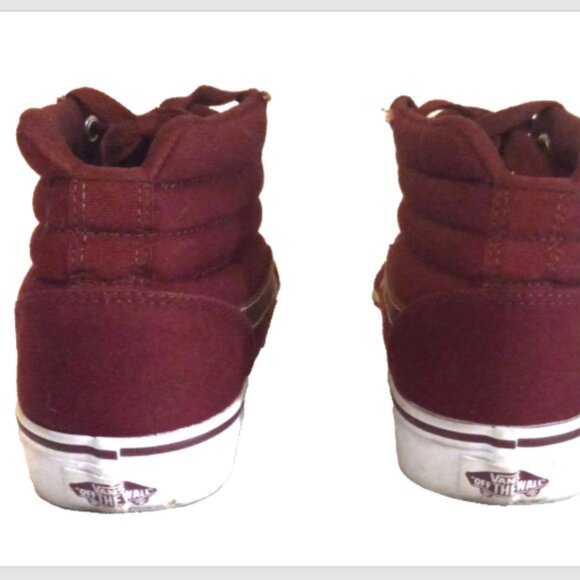 VANS Sk8-Hi High Top Sneakers Maroon Canvas Women’s 7.5 Lace Up EUC - Picture 3 of 9